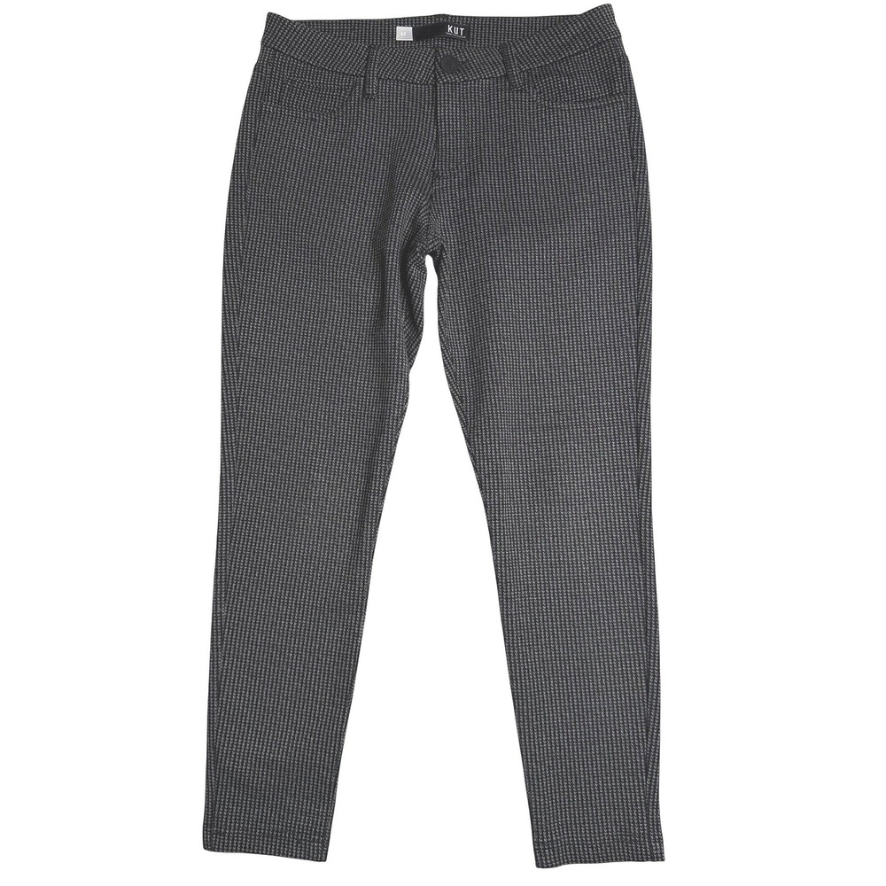 Kut From The Kloth‎ Diana Skinny Houndstooth Pants Black Grey Womens 6P